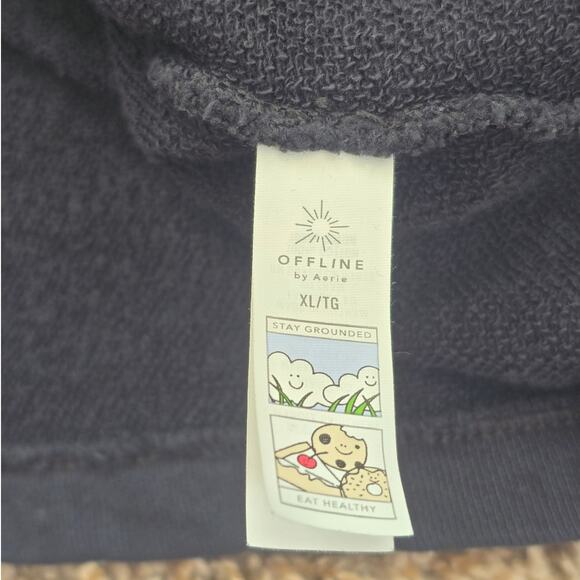 OFFLINE by Aerie Black Sweatshirt Dress XL Cotton Lounge Fit w/ Pockets Comfy - Picture 9 of 10